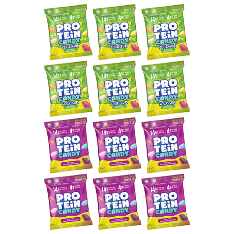 Protein Candy Sour & Berry Variety (Pack of 12): Sour Classic Fruit and Berry Punch bags