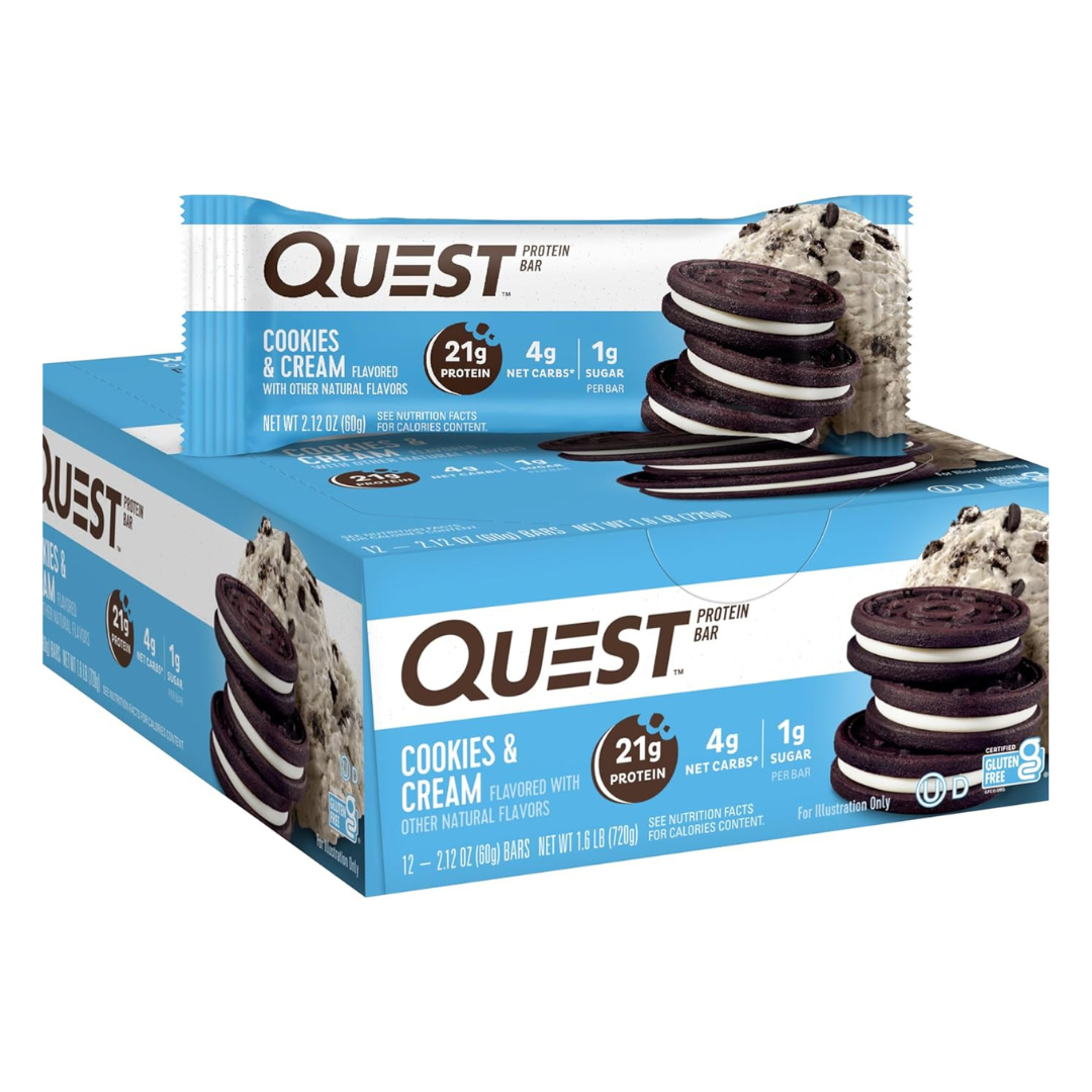 Quest Nutrition- Protein Bar (Box of 12 Bars) - Cookies & Cream