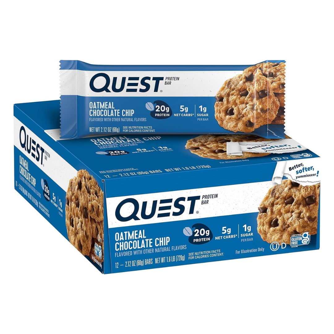 Quest Nutrition- Protein Bar (Box of 12 Bars) - Oatmeal Chocolate Chip