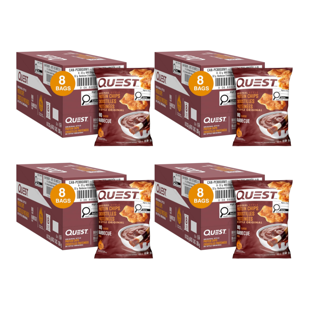 Quest Nutrition Protein Chips BBQ Pack of 4 Boxes (32 Bags)