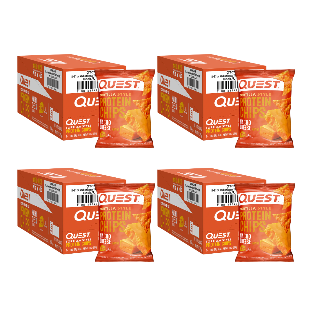 Quest Nutrition Protein Chips Nacho Cheese Pack of 4 Boxes (32 Bags)