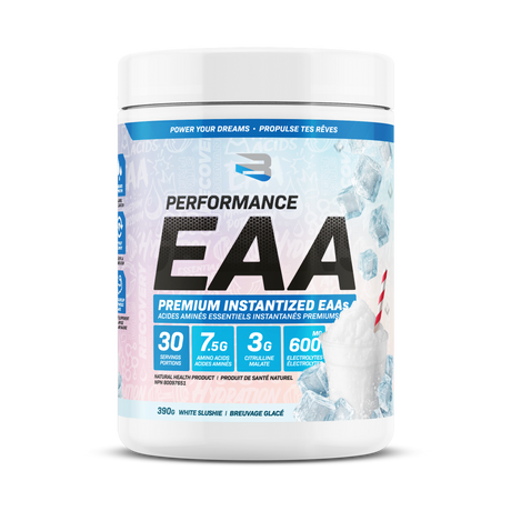 Believe Supplements Performance EAA Premium Instantized EAAs 390g — White Slushie tub front