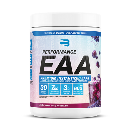 Believe Supplements Performance EAA Premium Instantized EAAs 414g — Grape Juice tub front