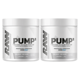 CBUM RAW Pump2 Glycerol Pre Workout 20 Servings (Pack of 2) — two unflavoured tubs, front labels
