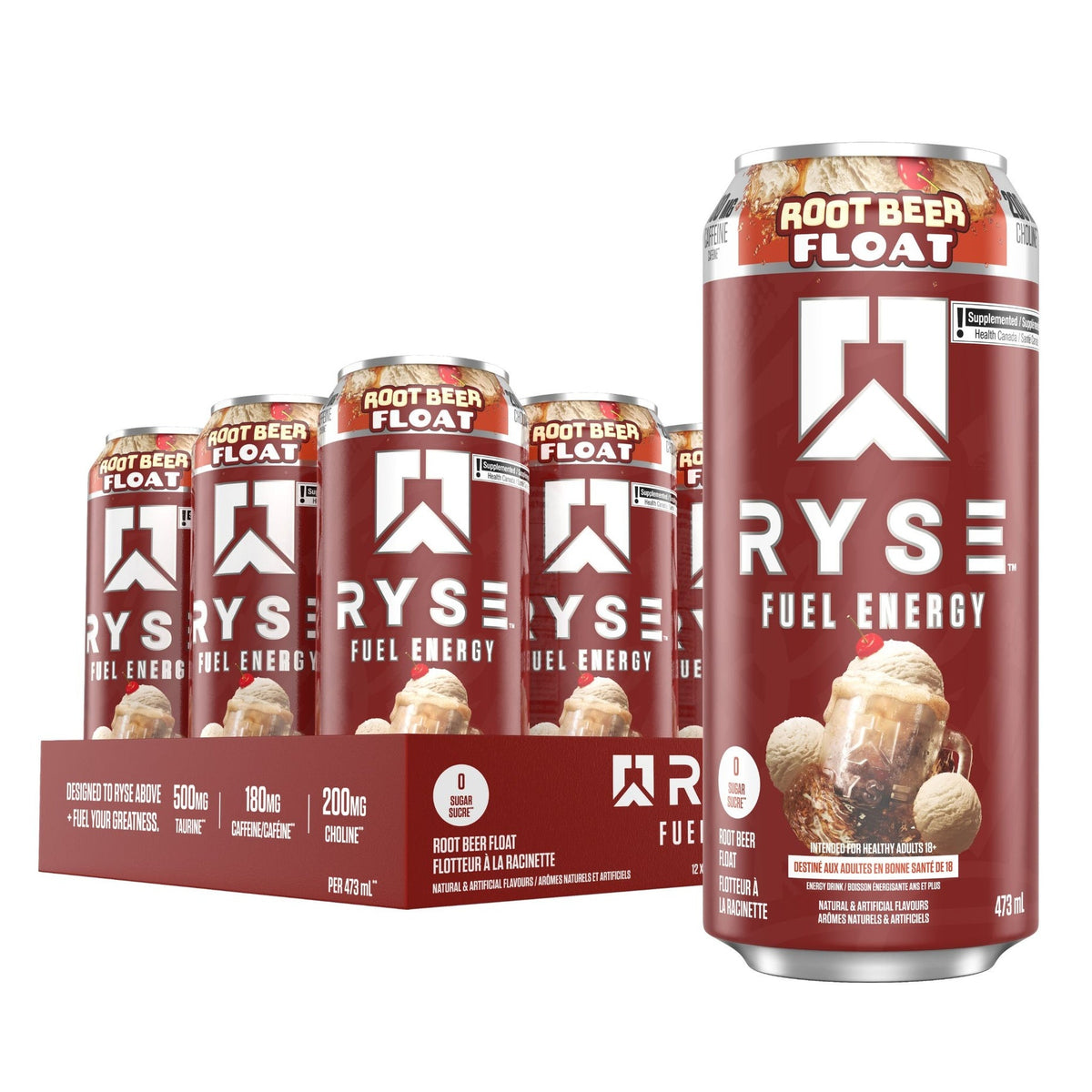 Rotbeir Ryse Fuel Energy Drink Rootbeer Float (Case of 12 x 473ml Cans ...