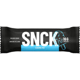 SNCK protein bar packaging with caramel pop flavor