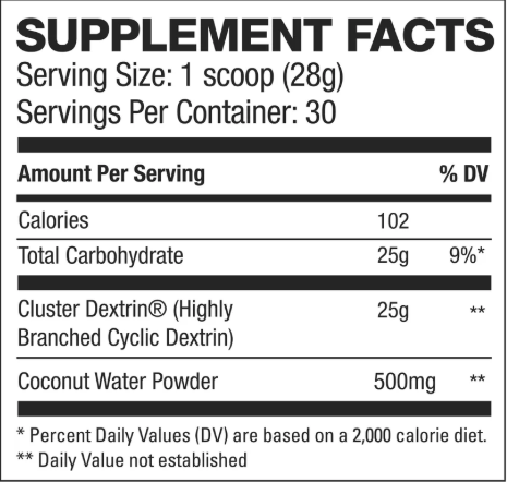 HD Muscle CarbHD II Supplement Facts panel