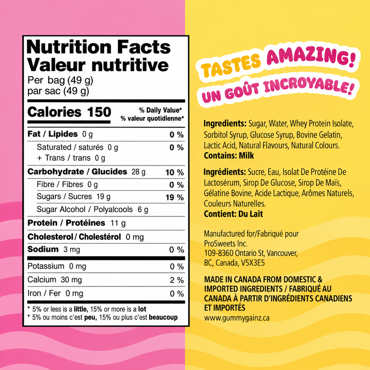 Gummy Gainz Protein Candy Strawberry + Banana (Box of 12 Bags)
