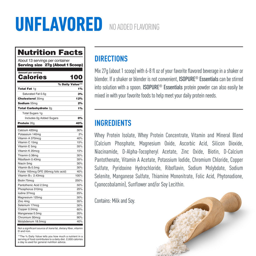 Isopure Essentials Whey Protein Powder 13 Servings