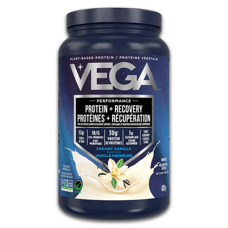 Vega Sport Protein + Recovery 20 Servings — Creamy Vanilla tub, front label