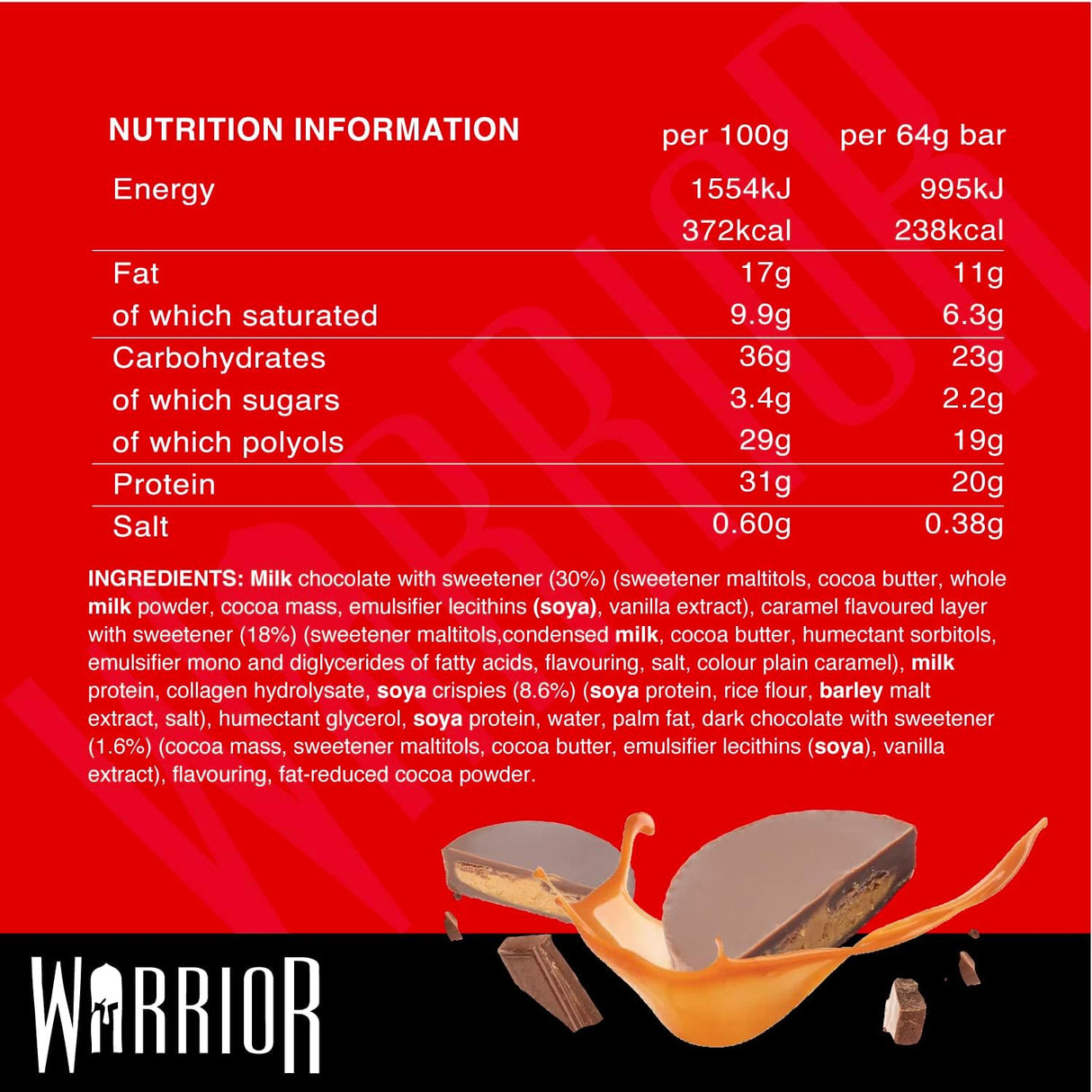 Warrior Crunch Protein Bar Box of 12 (Peanut Butter Cup)