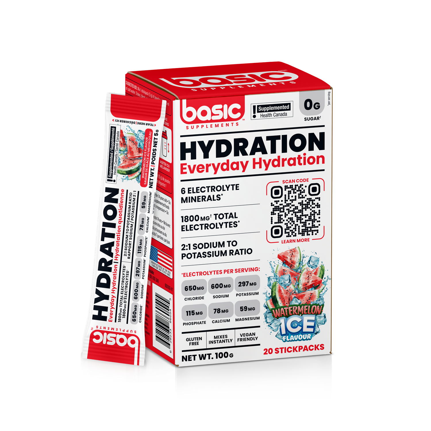 Basic Supplements Hydration Box of 20 Stick Packs