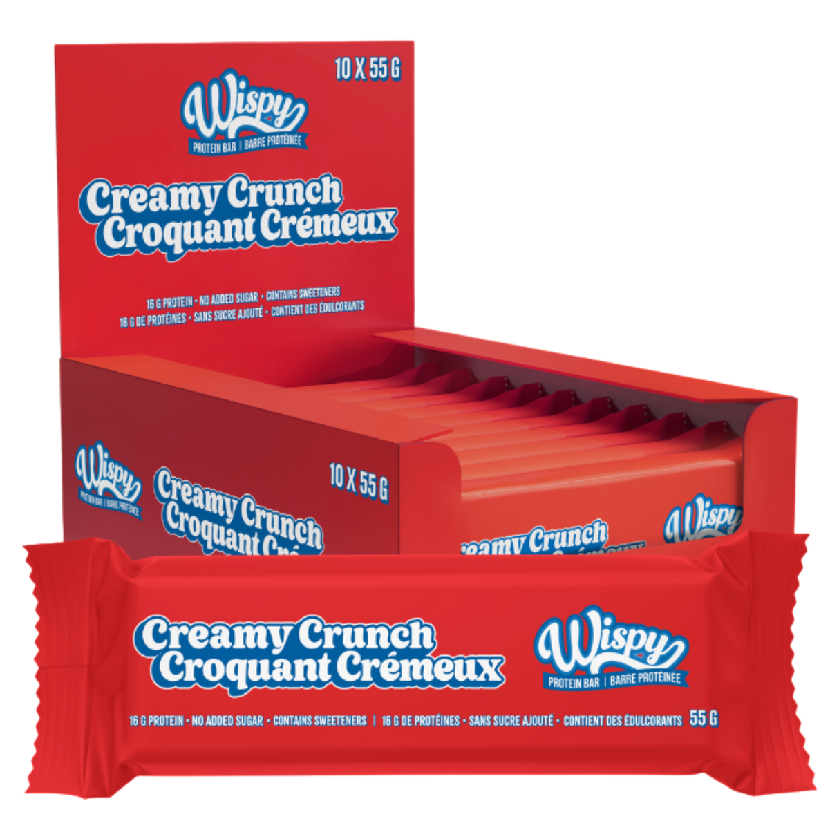 Wispy Protein Bar - Creamy Crunch (Box of 10 Bars)