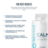 Revive Calm Cortisol Management Formula 180 Veggie Capsules — ingredients label and nutrition facts panel