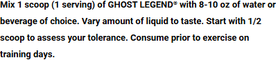 Ghost Legend V3 Pre-Workout 60 Servings — directions and suggested use panel