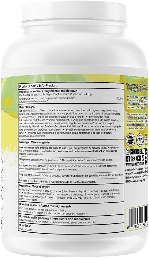 ALT Clear Whey Isolate 20 servings — Pineapple Kiwi — ingredients label and nutrition facts panel