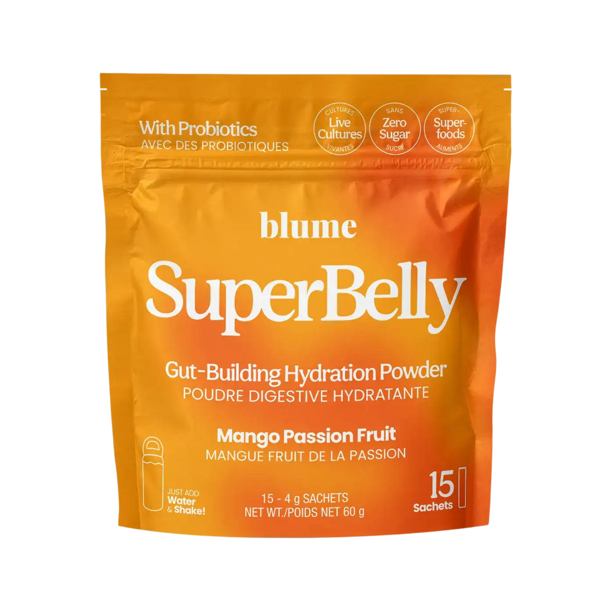 Blume SuperBelly Gut-Building Hydration Powder - Bag of 15 Sachets (60g)