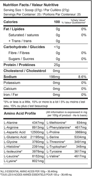 Fortitude Health Iso Nova Clear Vegan Protein 1.5LB — Strawberry Lemonade — ingredients label and nutrition facts panel
