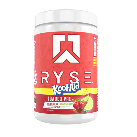 Ryse Loaded Pre 30 Servings — Kool-Aid Cherry Limeade tub, front label