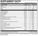 HD Muscle PreHD Ultra 30/15 Servings — Peach Rings — ingredients label and nutrition facts panel