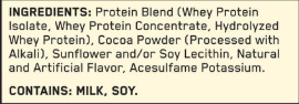 ON Gold Standard 100% Whey Protein 2LB — Double Rich Chocolate — ingredients label and nutrition facts panel