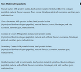 Believe Flavored Whey Protein Isolate 775g — Vanilla Cupcake — ingredients label and nutrition facts panel