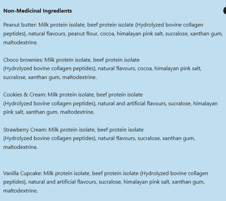 Believe Flavored Whey Protein Isolate 775g — Vanilla Cupcake — ingredients label and nutrition facts panel