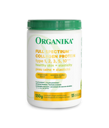 Organika Full Spectrum Collagen Protein Type 1, 2, 3, 5, 10 - 250g 25 Day Supply — Chicken Broth flavour tub front label