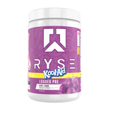 Ryse Loaded Pre 30 Servings — Kool-Aid Grape tub, front label