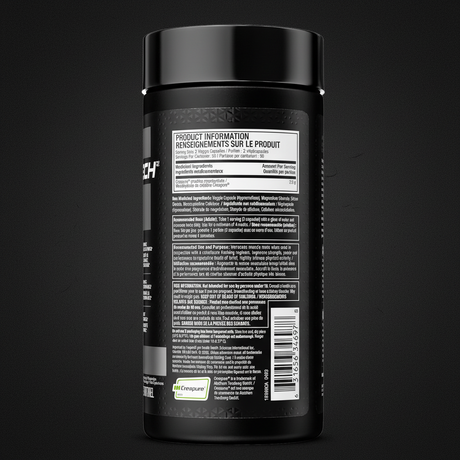 MuscleTech Creapure Creatine Capsules 100 Caps Bottle Rear Label
