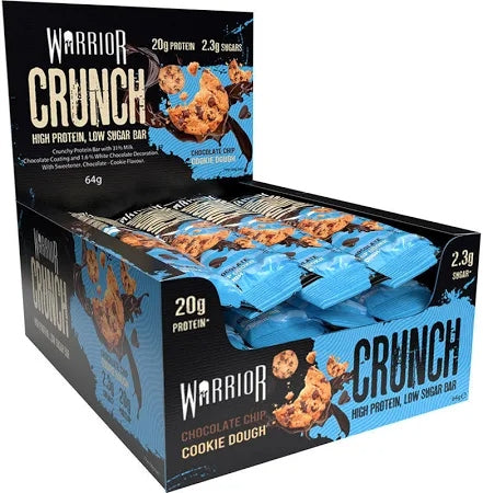 Warrior Crunch Protein Bar Box of 12 (Chocolate Chip Cookie Dough)