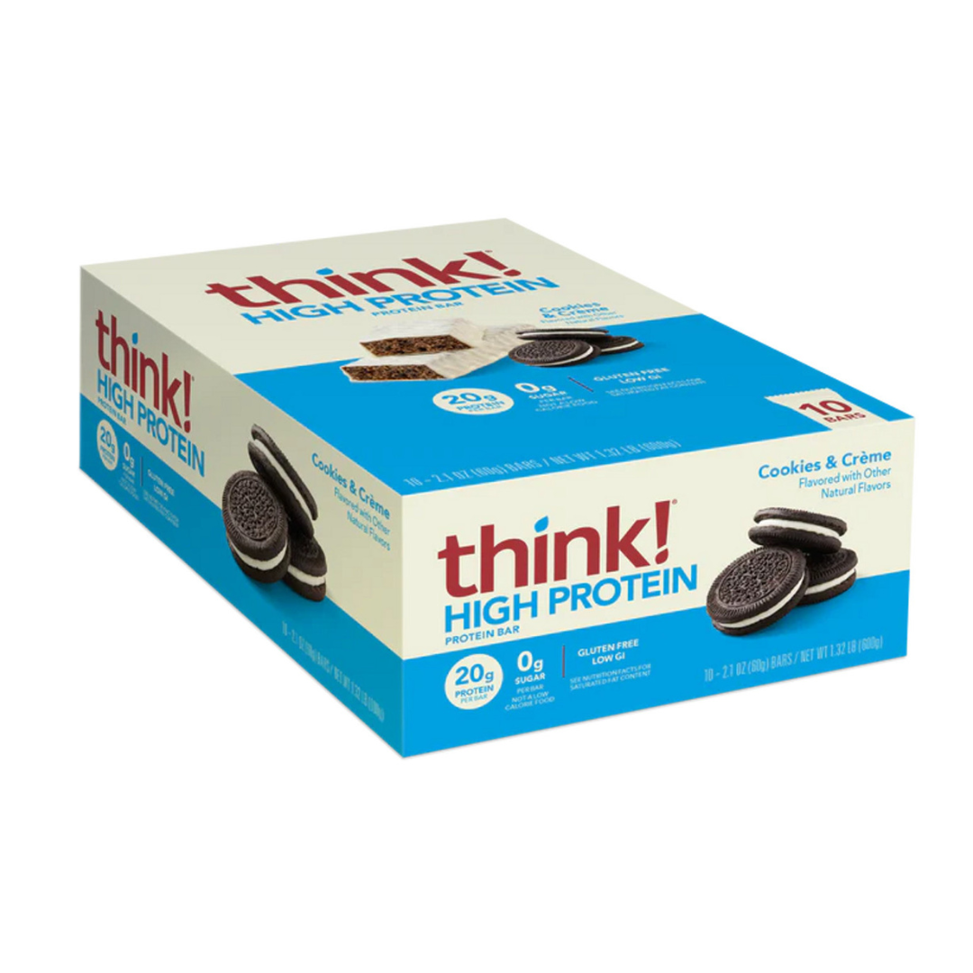 think! High Protein Bar Box of 10 (Cookies & Creme)