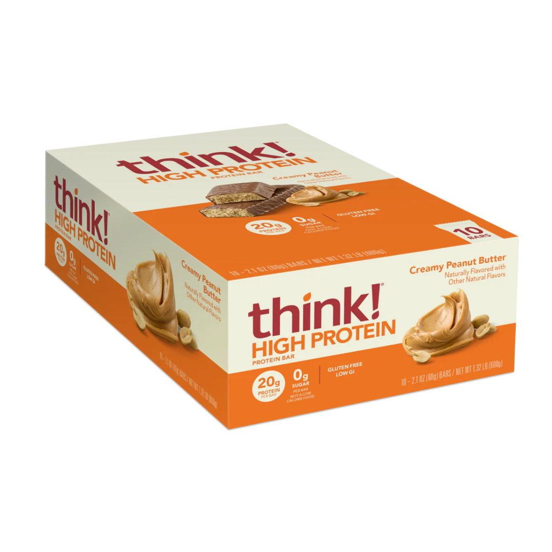 think! High Protein Bar Box of 10 (Creamy Peanut Butter)